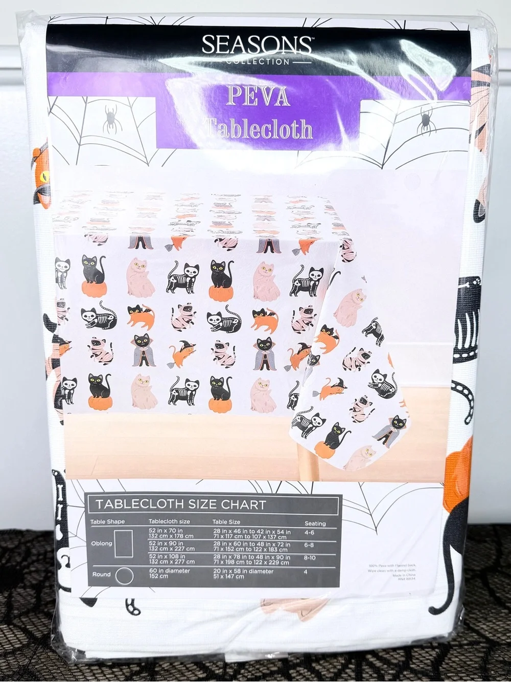 NEW Cats In Halloween Costumes PEVA Tablecloth